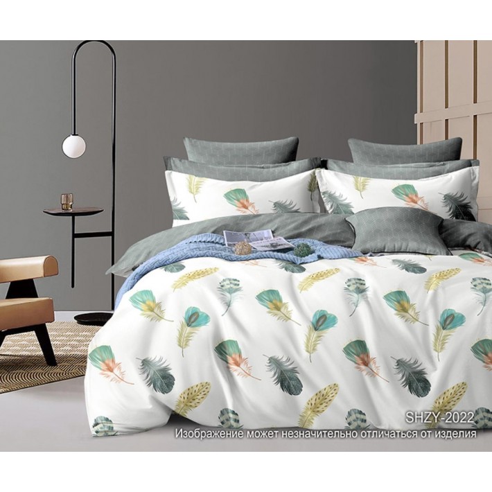 Комплект постельного белья семейный из сатина с наволочками 70х70 2 шт Перья Luxor