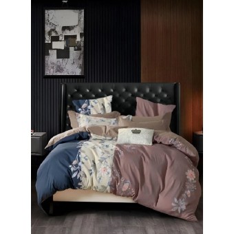 Комплект постельного белья         семейный из сатина        с наволочками 70х70 2 шт Веточки Luxor  