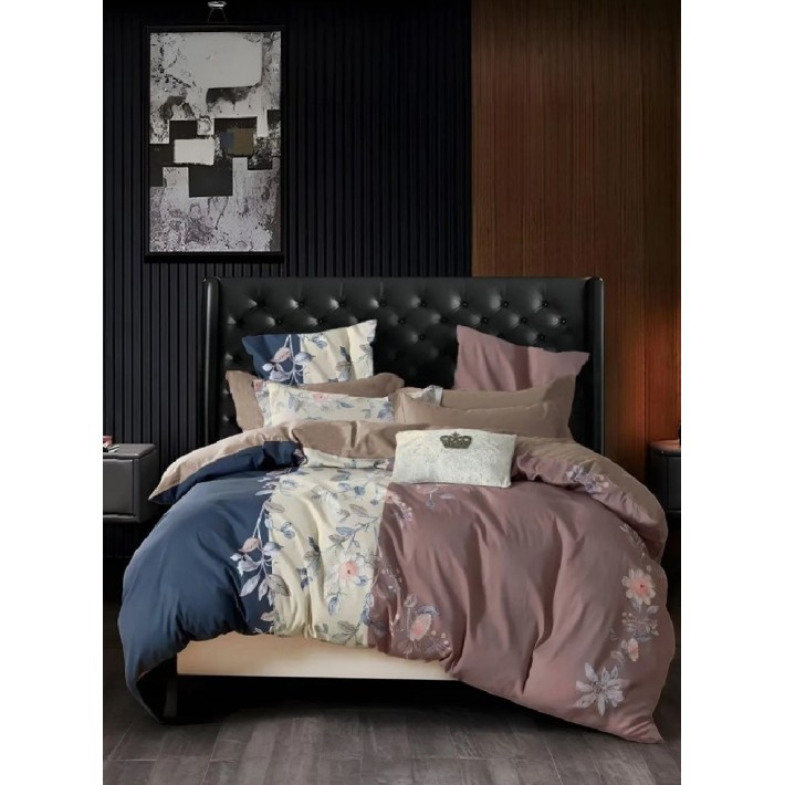 Комплект постельного белья семейный из сатина с наволочками 70х70 2 шт Веточки Luxor