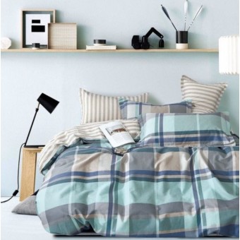 Комплект постельного белья         семейный из сатина        с наволочками 70х70 2 шт Клетка Luxor  