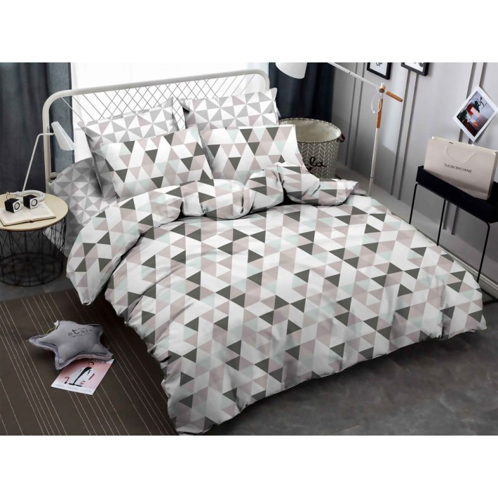 Комплект постельного белья семейный из сатина с наволочками 50х70 2 шт и с наволочками 70х70 2 шт Геометрия Amore Mio