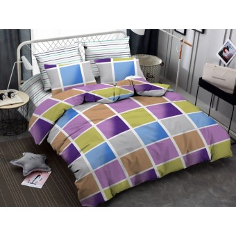 Комплект постельного белья         семейный из сатина        с наволочками 50х70 2 шт и с наволочками 70х70 2 шт Геометрия Amore Mio  