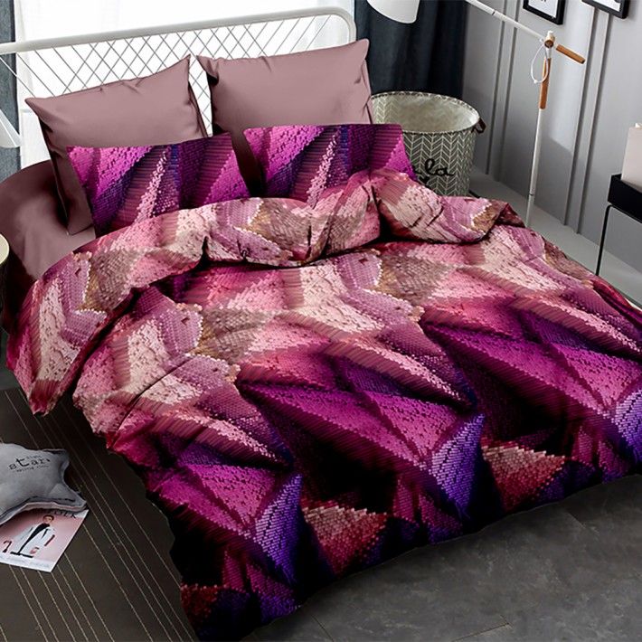 Комплект постельного белья семейный из сатина с наволочками 50х70 2 шт и с наволочками 70х70 2 шт Узор Amore Mio