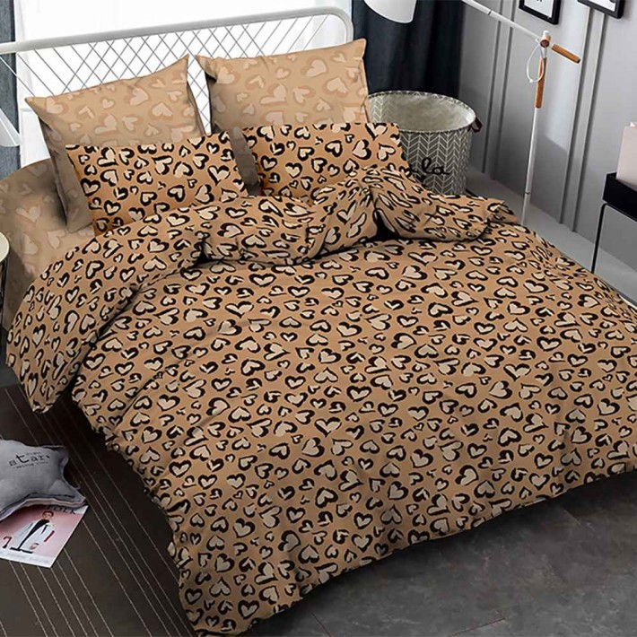 Комплект постельного белья семейный из сатина с наволочками 50х70 2 шт и с наволочками 70х70 2 шт Сердечки Amore Mio