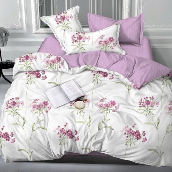 Комплект постельного белья         семейный из сатина        с наволочками 70х70 2 шт Растения Kuzina  