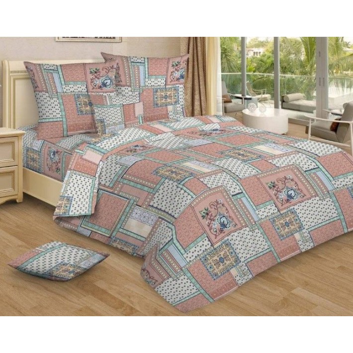 Комплект постельного белья семейный из бязи с наволочками 50х70 2 шт Клетка Ночь Нежна