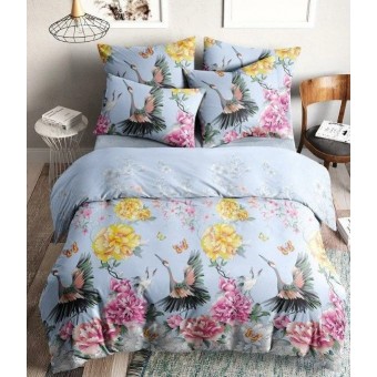 Комплект постельного белья         семейный из бязи        с наволочками 50х70 2 шт Птицы Ночь Нежна  