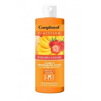 Compliment FruitLine Шамп+бальз 2в1 Клубника/Банан (стимулирующий рост волос) 400 мл