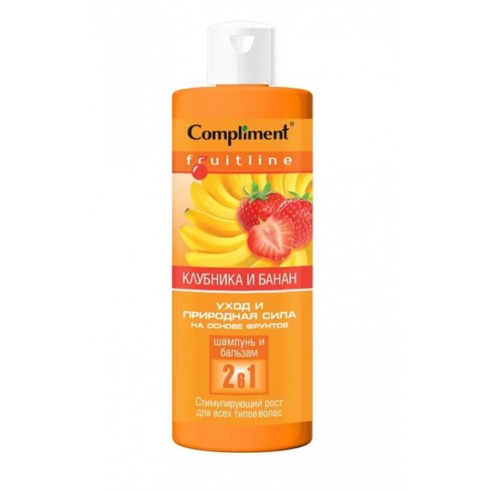 Compliment FruitLine Шамп+бальз 2в1 Клубника/Банан (стимулирующий рост волос) 400 мл