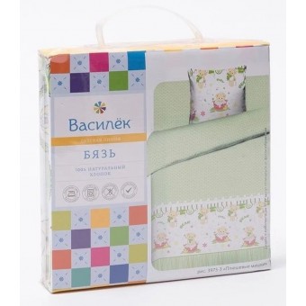 Комплект постельного белья  детский на резинке     1,5 спальный из бязи        с наволочкой 40х60 Животные Василиса