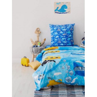 Комплект постельного белья  детский       1,5 спальный из бязи        с наволочкой 70х70 Морской Туса Джуса
