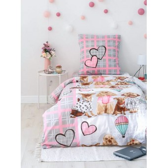 Комплект постельного белья  детский       1,5 спальный из поплина        с наволочкой 70х70 Животные Василёк