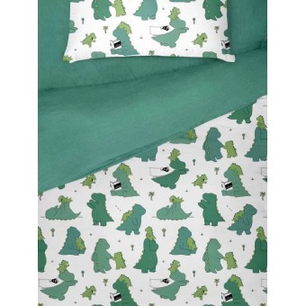 Комплект постельного белья  детский       1,5 спальный из поплина        с наволочкой 70х70 Динозавры Василёк