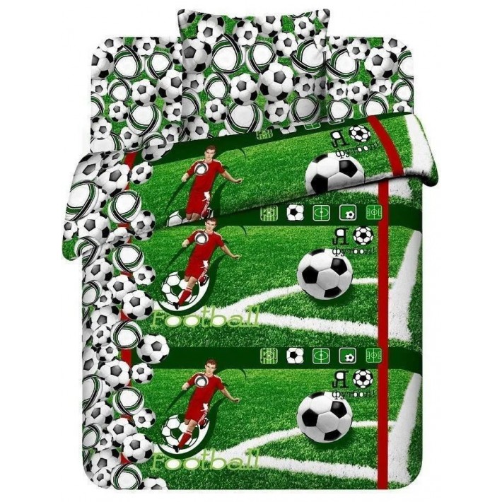 Комплект постельного белья детский 1,5 спальный из поплина с наволочкой 70х70 Спорт