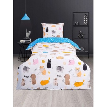 Комплект постельного белья  детский       1,5 спальный из перкаля        с наволочкой 70х70 Животные