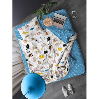 Комплект постельного белья  детский       1,5 спальный из перкаля        с наволочкой 70х70 Животные