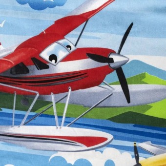 Комплект постельного белья  детский       1,5 спальный из бязи        с наволочкой 70х70 Самолеты Василёк