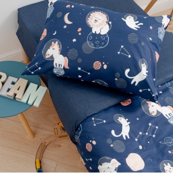 Комплект постельного белья  детский       1,5 спальный из перкаля        с наволочкой 50х70 Космос Minki