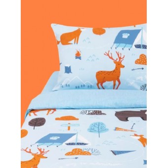 Комплект постельного белья  детский       1,5 спальный из перкаля        с наволочкой 50х70 Животные Minki