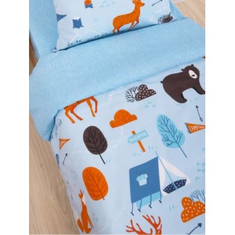 Комплект постельного белья  детский       1,5 спальный из перкаля        с наволочкой 50х70 Животные Minki