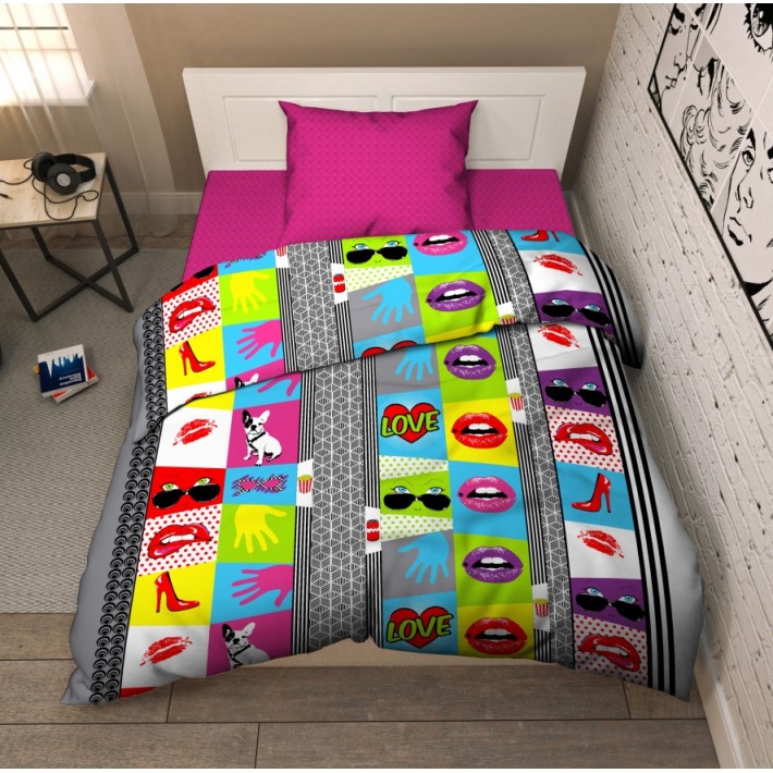Комплект постельного белья     1,5 спальный  из бязи, рисунок Василёк  
