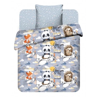 Комплект постельного белья  детский       1,5 спальный из поплина        с наволочкой 70х70 Животные Василиса