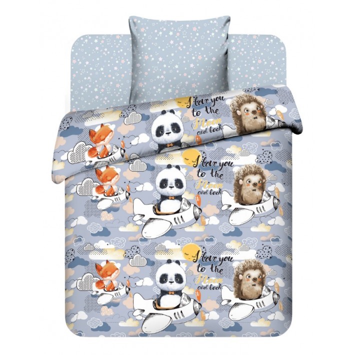 Комплект постельного белья детский 1,5 спальный из поплина с наволочкой 70х70 Животные Василиса
