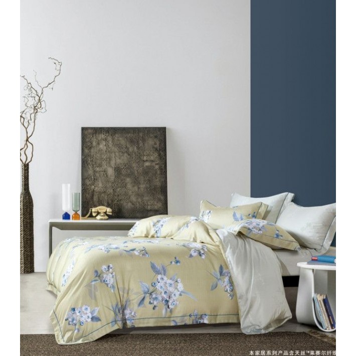 Комплект постельного белья двуспальный из тенселя с наволочками 50х70 2 шт и с наволочками 70х70 2 шт Цветы Valtery