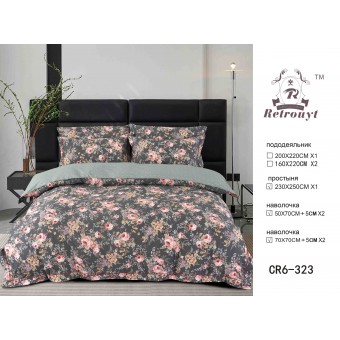 Комплект постельного белья         евро из сатина        с наволочками 50х70 2 шт и с наволочками 70х70 2 шт Цветы Retrouyt  