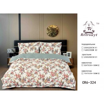 Комплект постельного белья         евро из сатина        с наволочками 50х70 2 шт и с наволочками 70х70 2 шт Цветы Retrouyt  