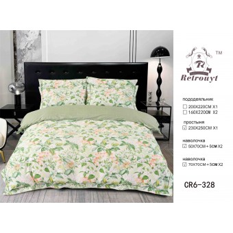 Комплект постельного белья         евро из сатина        с наволочками 50х70 2 шт и с наволочками 70х70 2 шт Цветы Retrouyt  