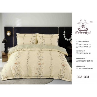 Комплект постельного белья         евро из сатина        с наволочками 50х70 2 шт и с наволочками 70х70 2 шт Цветы Retrouyt  