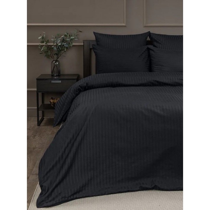 Комплект постельного белья 1,5 спальный из сатина-страйп с наволочками 70х70 2 шт Однотонное Amore Mio