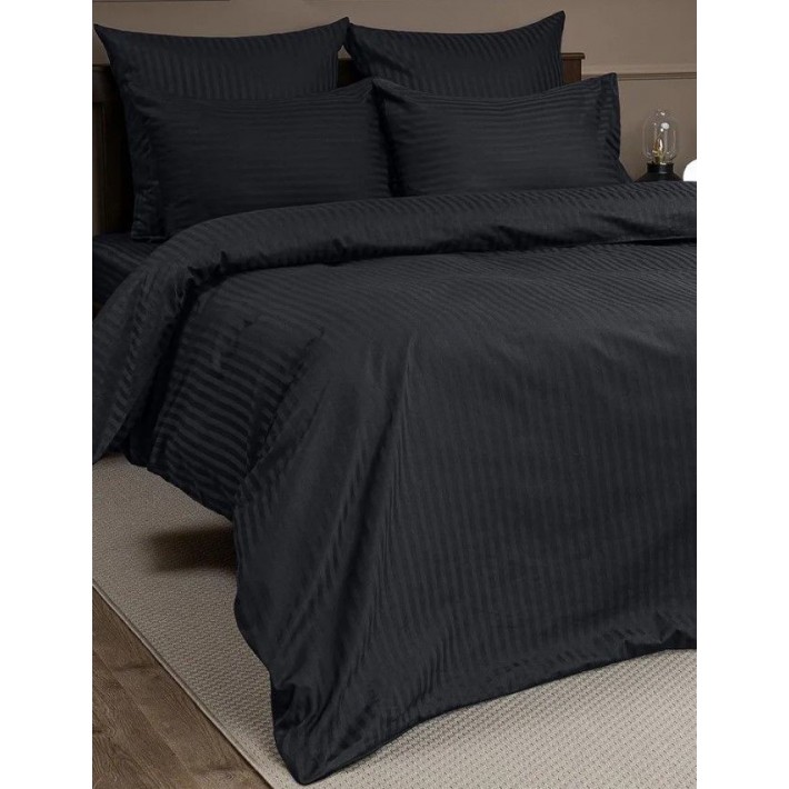 Комплект постельного белья 1,5 спальный из сатина-страйп с наволочками 70х70 2 шт Однотонное Amore Mio