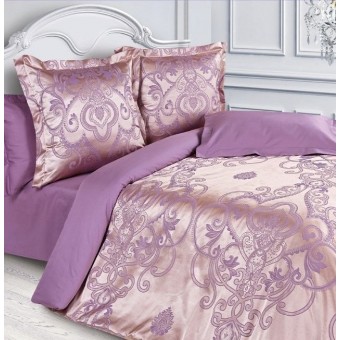 Комплект постельного белья   на резинке     семейный из сатина-жаккард        с наволочками 50х70 2 шт и с наволочками 70х70 2 шт Узор Ecotex  