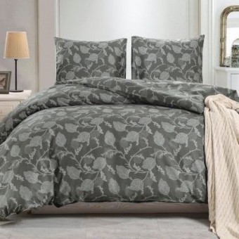 Комплект постельного белья         1,5 спальный из сатина        с наволочками 50х70 2 шт Листья Valtery