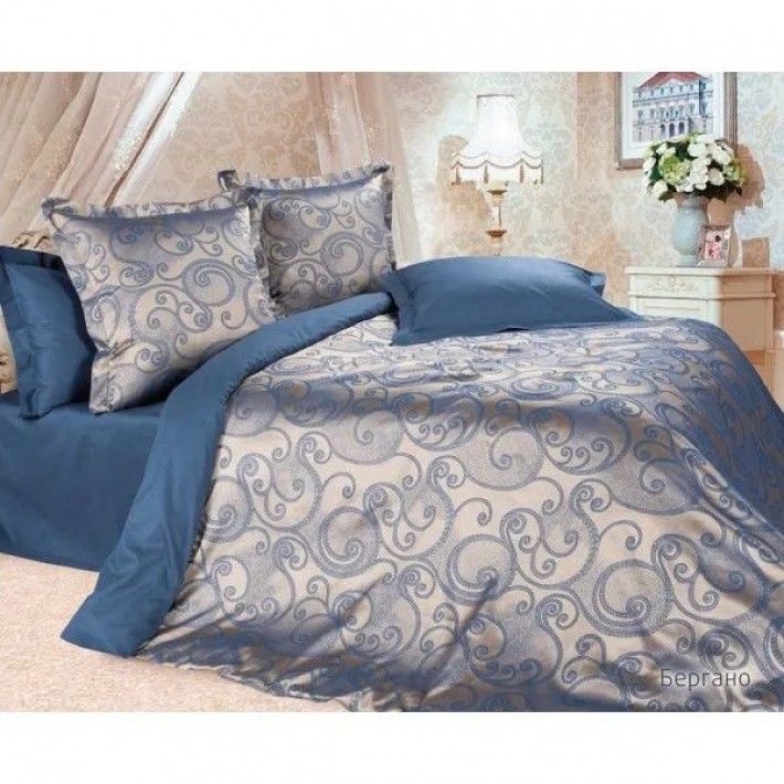 Комплект постельного белья на резинке семейный из сатина-жаккард с наволочками 50х70 2 шт и с наволочками 70х70 2 шт Узор Ecotex