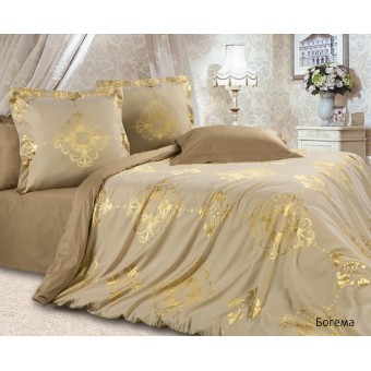 Комплект постельного белья   на резинке     семейный из сатина-жаккард        с наволочками 50х70 2 шт и с наволочками 70х70 2 шт Узор Ecotex  