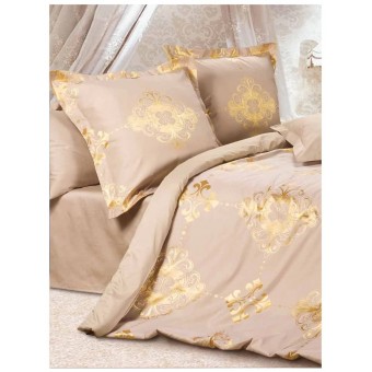 Комплект постельного белья   на резинке     семейный из сатина-жаккард        с наволочками 50х70 2 шт и с наволочками 70х70 2 шт Узор Ecotex  