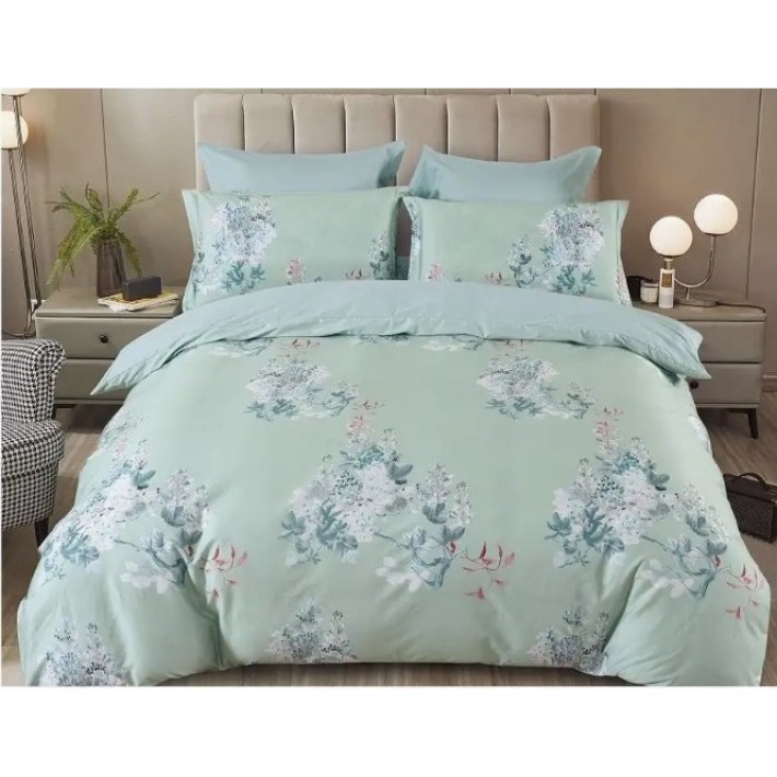 Комплект постельного белья евро из сатина с наволочками 50х70 2 шт Цветы Retrouyt