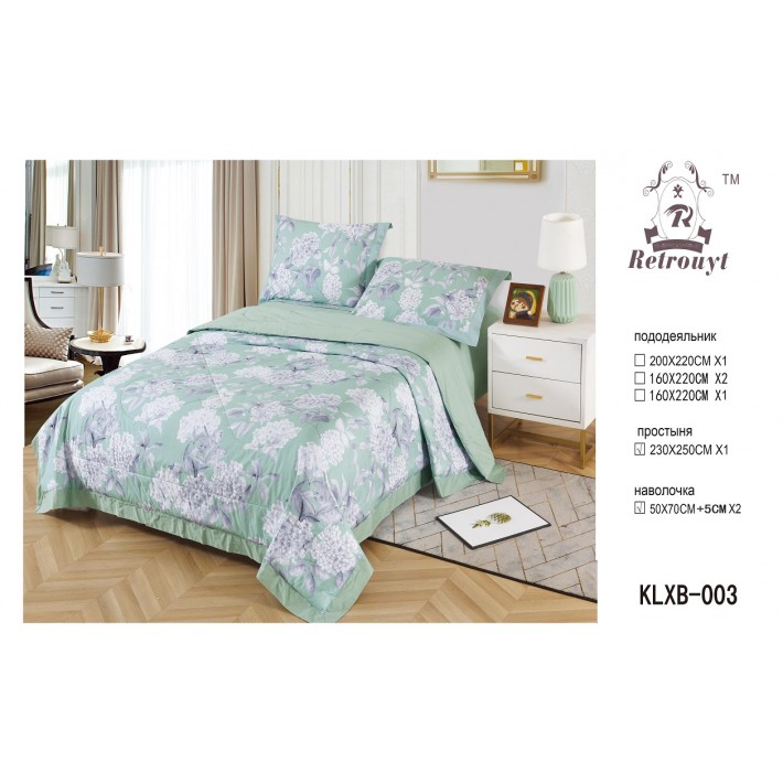 Комплект постельного белья евро из сатина с наволочками 50х70 2 шт Цветы Retrouyt