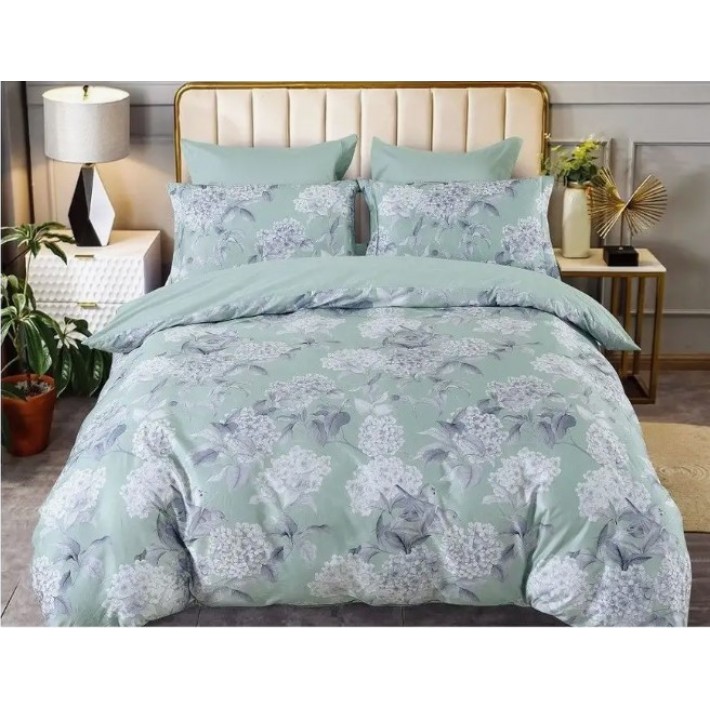 Комплект постельного белья евро из сатина с наволочками 50х70 2 шт Цветы Retrouyt