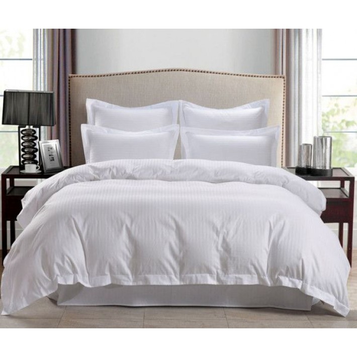 Комплект постельного белья двуспальный из сатина-страйп с наволочками 50х70 2 шт и с наволочками 70х70 2 шт Однотонное Valtery