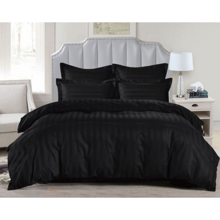 Комплект постельного белья двуспальный из сатина-страйп с наволочками 50х70 2 шт и с наволочками 70х70 2 шт Однотонное Valtery