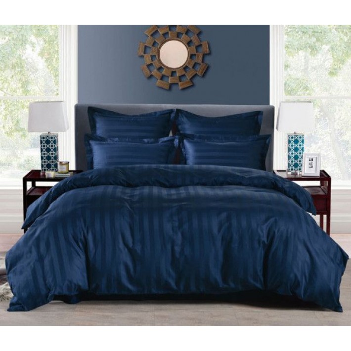 Комплект постельного белья двуспальный из сатина-страйп с наволочками 50х70 2 шт и с наволочками 70х70 2 шт Однотонное Valtery