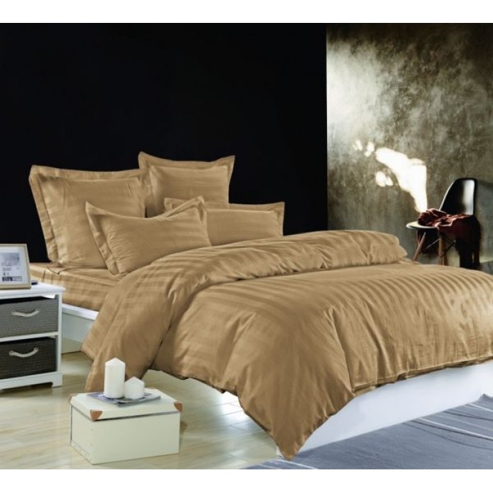 Комплект постельного белья евро из сатина-страйп с наволочками 50х70 2 шт и с наволочками 70х70 2 шт Однотонное Valtery