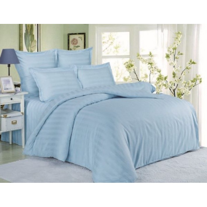 Комплект постельного белья евро из сатина-страйп с наволочками 50х70 2 шт и с наволочками 70х70 2 шт Однотонное Valtery