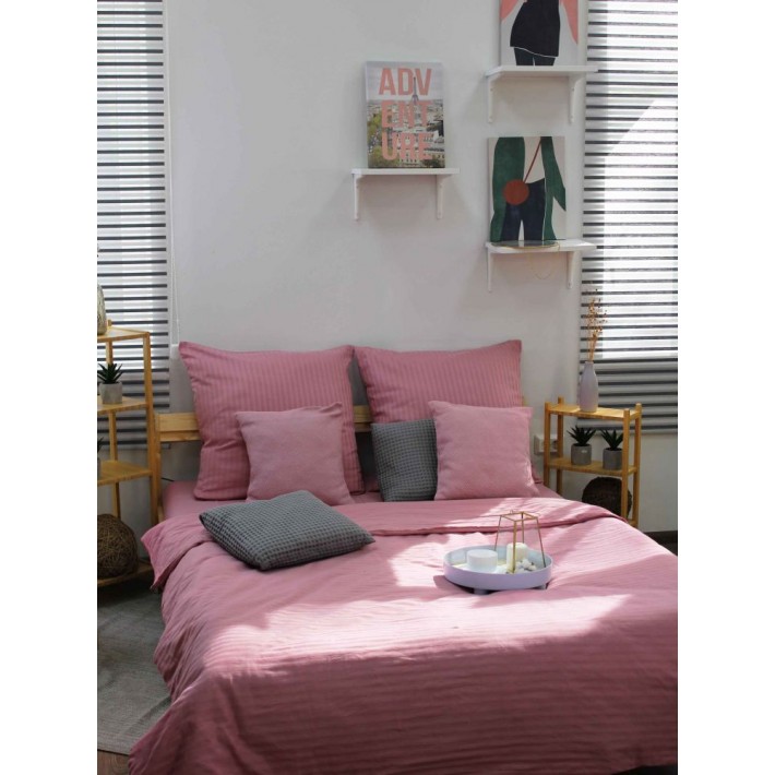 Комплект постельного белья 1,5 спальный из сатина-страйп с наволочками 70х70 2 шт Однотонное Cotton Line