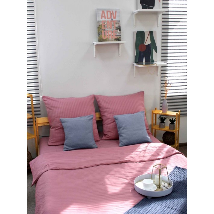 Комплект постельного белья 1,5 спальный из сатина-страйп с наволочками 70х70 2 шт Однотонное Cotton Line