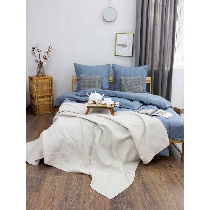 Комплект постельного белья 1,5 спальный из сатина-страйп с наволочками 70х70 2 шт Однотонное Cotton Line